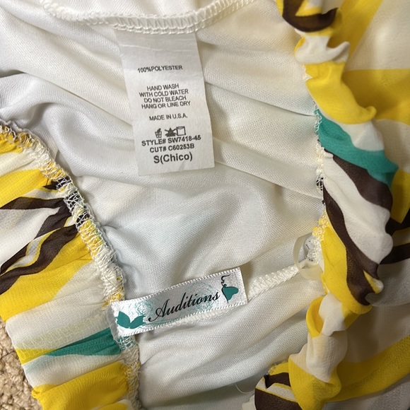 Auditions yellow teal brown cream palazzo pants size S - Picture 2 of 3